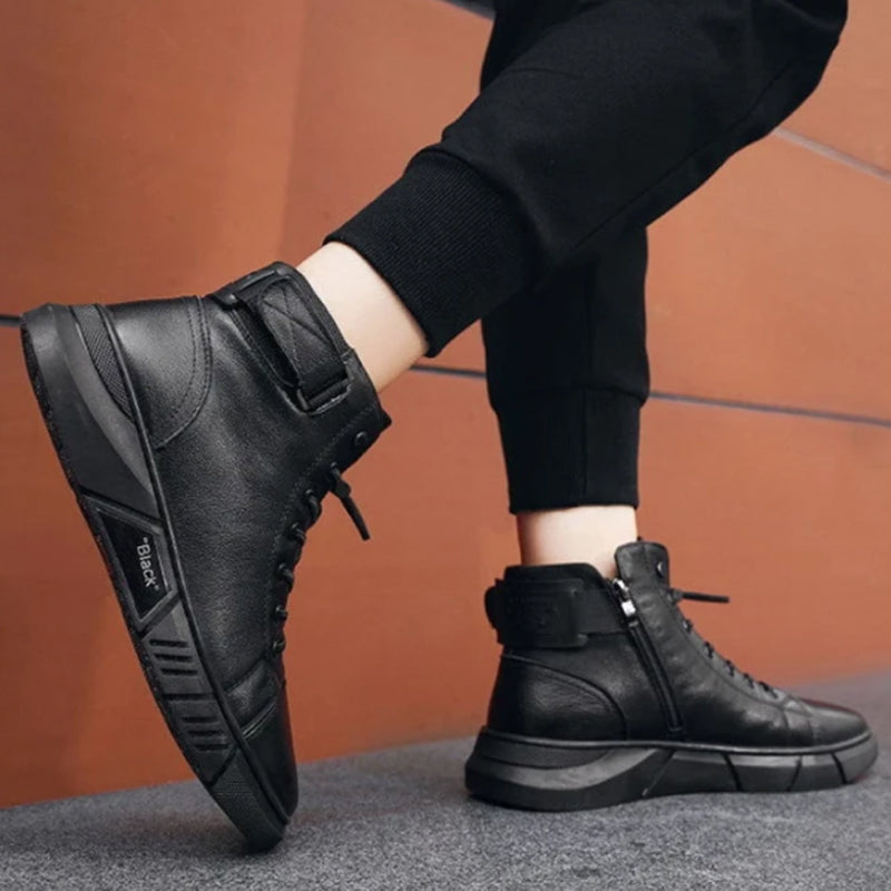 Blacksmith™ - Sorte varme læderstøvler